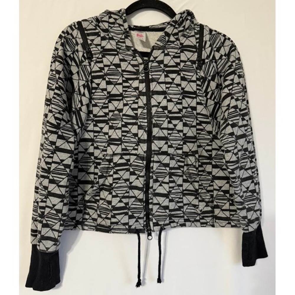 Zumba Wear Hoodie Women Small Multicolor Geometric Print‎ Full Zip Sweatshirt